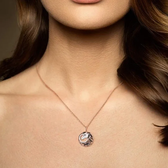 ** FLASH SALE ** Chocolate Diamond Mustang Horse Pendant Necklace - Picture 5 of 7